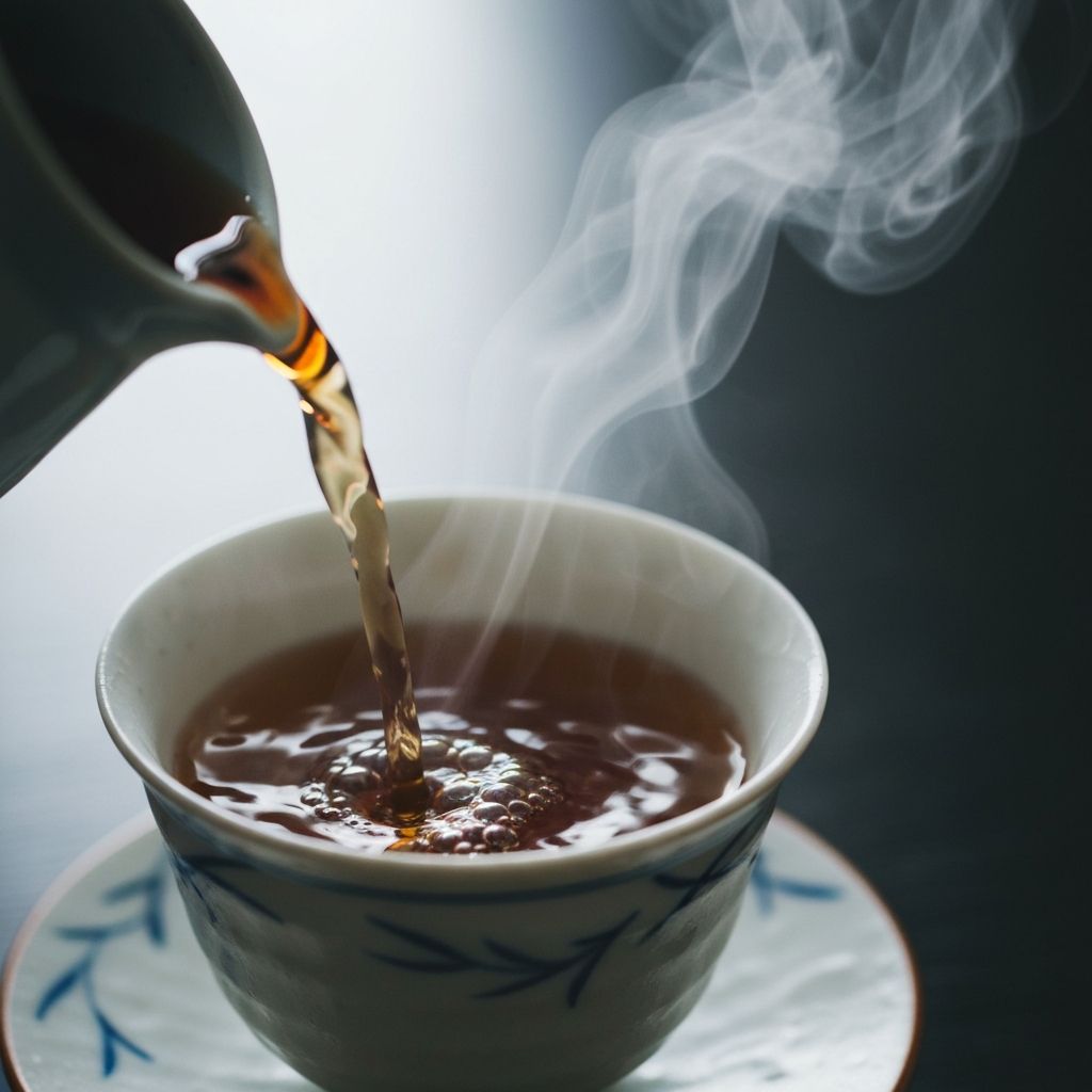 お茶を注ぐ様子